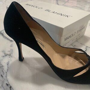 Vintage Manolo Blahnik Black Suede Heels